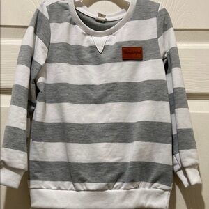 Gray and White Striped Kids Shirt pre loved